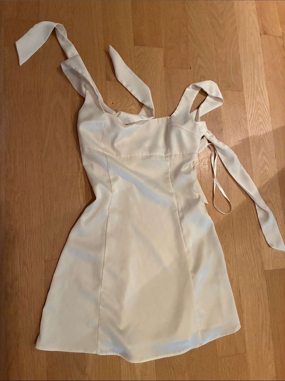 UO Cream Tie-Strap Mini Dress